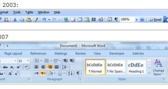 Examples of how the plug-in integrates with Office 2003 and Office 2007