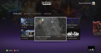 The Twitch app on the Xbox 360