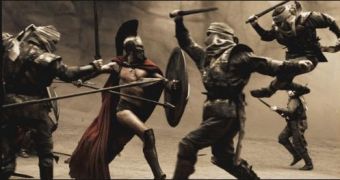 A battle scene from the famous 300 movie