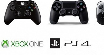 Xbox One, PlayStation 4 and Wii U controllers