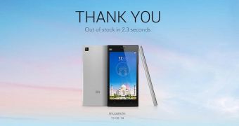 Xiaomi Mi3 sold out announcement
