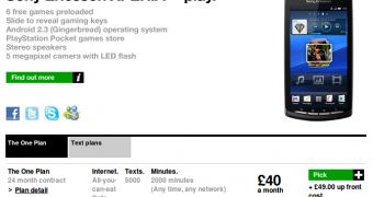 Sony Ericsson Xperia PLAY at Three UK
