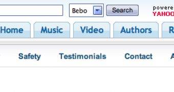 Yahoo Search on the Bebo website