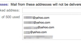 The Yahoo Mail spam options