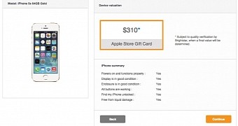 Apple's return price for a 64GB iPhone 5S in good working order