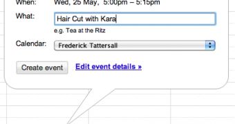 You can't change event length when creating quick events in Google Calendar