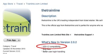 thetrainline, an iOS 4.2-compatible application