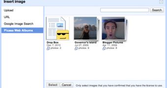 You can insert Picasa images in Google Docs now