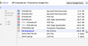 You can view the contents of archived files with Google Docs Viewer
