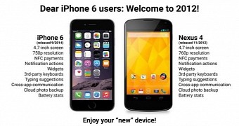 iPhone 6 vs. Nexus 4 gag