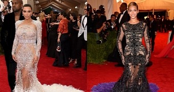 Kim Kardashian and Beyonce at the MET Gala, on 2 separate editions