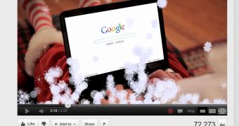 YouTube's snowy video player