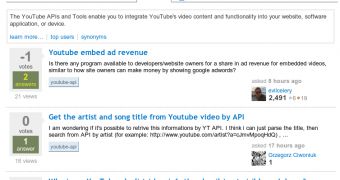 YouTube API questions on Stack Overflow