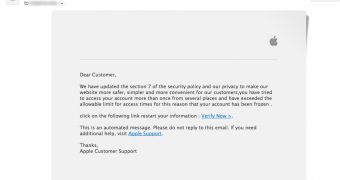 Apple phishing email