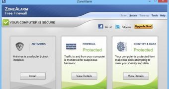 ZoneAlarm Free Firewall running on Windows 8.1