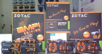 Zotac GeForce GTX 680 AMP!, GTX 660Ti AMP!, GTX 660 AMP! (left to right)