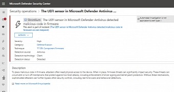 Microsoft Defender alert for malware found in firmware