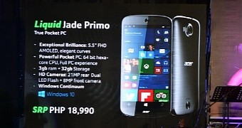 Acer Jade Primo with Windows 10 Mobile Confirmed to Arrive in December