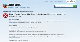Mozilla blocks all Flash versions prior to 18.0.0.203