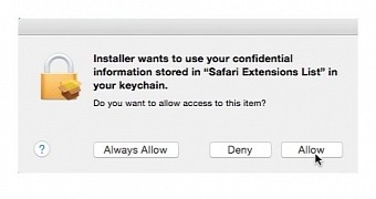 Genieo grants itself permission to access the Mac Keychain and install the Genieo Safari extension