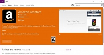 Amazon extension in the Windows Store