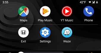 The weather temperature icon in the top bar on Android Auto