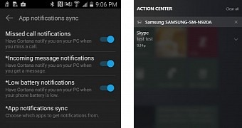 Latest version of Cortana for Android and PC notification