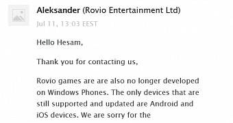 Rovio confirms its departure from Windows Phone