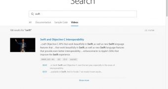 Apple's new search on Developer website