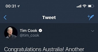 Tim Cook's original (now deleted) tweet