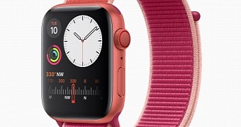 Rendering of red Apple Watch