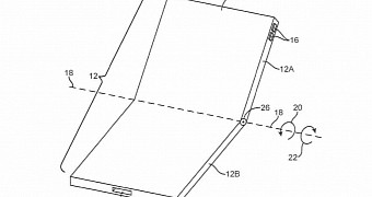 Patent drawing envisioning Apple's idea of a foldable iPhone