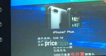 Slide with iPhone 7 Plus showing dual cameras on the back of the phone