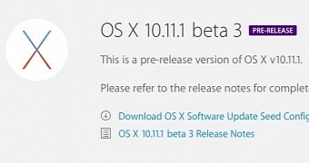 OS X 10.11.1 Beta 3 download page on Apple's Developer website