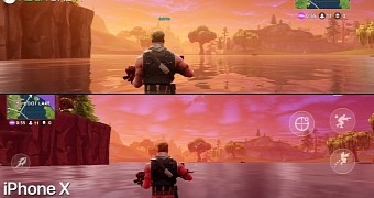 Fornite comparison between Xbox One X and iPhone X