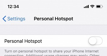 Hotspot settings in iOS 12