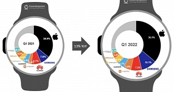 Smartwatch market share in Q1
