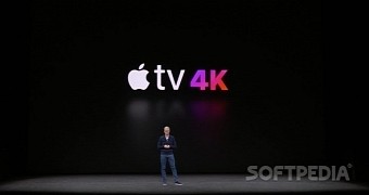 Tim Cook announcing Apple TV 4K