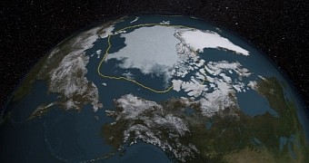 This year's Arctic summertime minimum sea ice cover compared to the 1981-2010 average