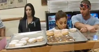 Ariana Grande got busted licking donuts on display in a California shop