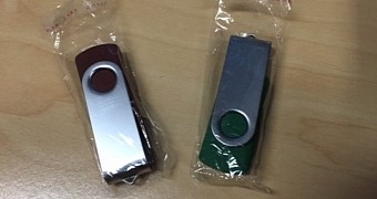 Two of the USB drives discovered in the lettterboxes of Pakenham residents