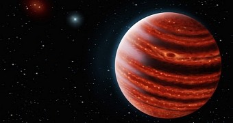 An artistic conception of the Jupiter-like exoplanet, 51 Eri b