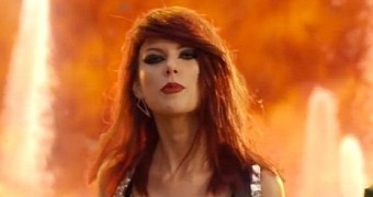 Taylor Swift in the official video for "Bad Blood," which may or may not be about former pal Katy Perry