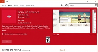 Bank of America app on Windows 10