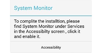 Android malware asking users to enable the Accessibility service to continue the installation process