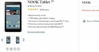 The Nook tablet is unavailable on the website