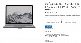 UK pricing for top Surface Laptop model