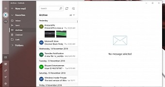 The new UI of the Mail app in Windows 10