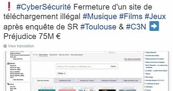 The message posted by French police on Twitter after the raids
