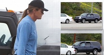 Bruce Jenner at the scene of the 4-car crash he caused in Malibu in February 2015